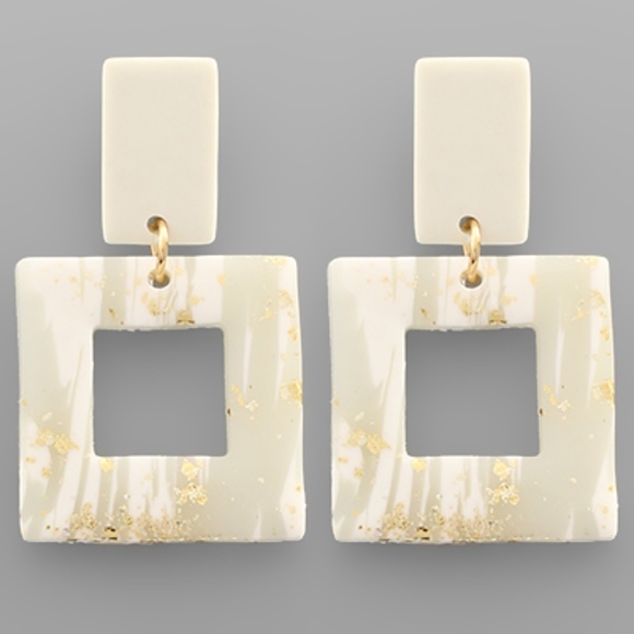 Clay Marble Square Earrings - Picture 1 of 2